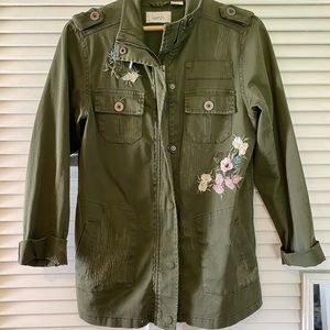 Kersh Green Embroidered Utility Jacket